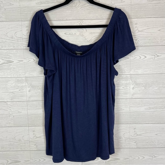 torrid Tops - Torrid Navy Blue Off the Shoulder Blouse Size 2X
